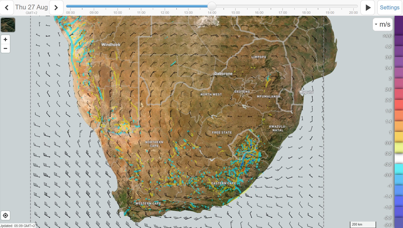 Vertical velocity and wind at 10k. Image